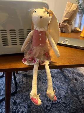 Maileg Bunny Doll in Micro Floral Skirt and Pink Velvet Top